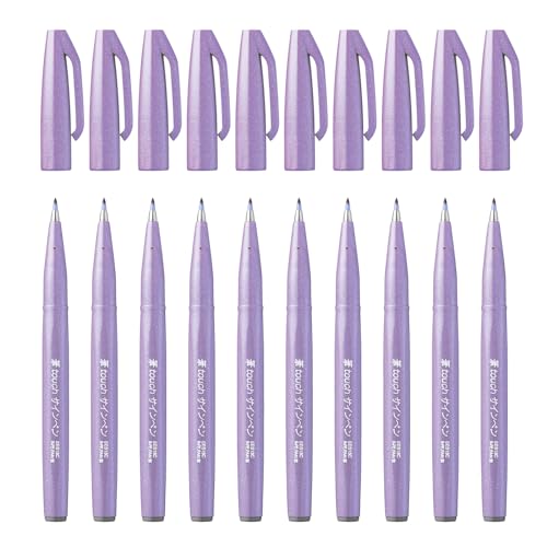 Pentel SES15C-V3X Brush Sign Pen hellviolett, Faserschreiber, pinselähnliche Spitze, 10 Stück von Pentel