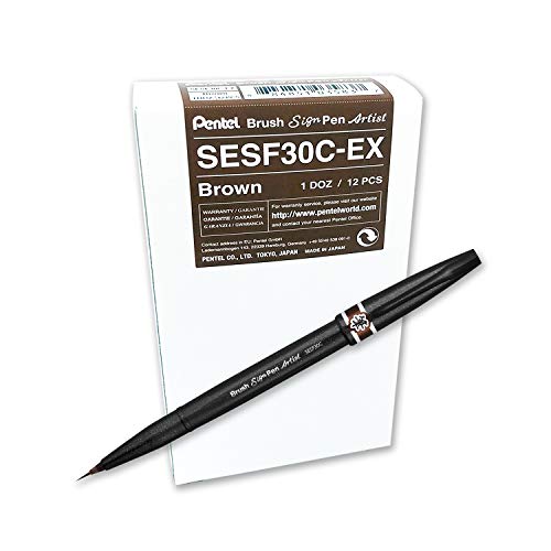 Pentel SESF30C-EX Extra feine Pinsel-Spitze, 12 Stück braun von Pentel