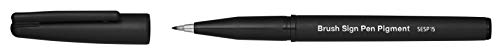 Pentel SESP15-AX Brush Sign Pen Pigment mit pigmentierter Tinte, Faserschreiber, pinselähnliche Spitze, schwarz, 1 Stück von Pentel
