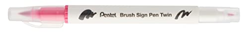 Pentel SESW30C-T119E Brush Sign Pen Twin, Fasermaler mit zwei flexiblen Schreibspitzen, Tinte auf Wasserbasis, karminrot, 1 Stück, grün von Pentel