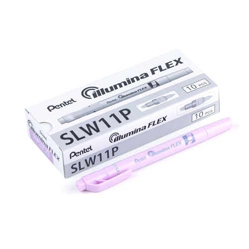 Pentel SLW11P-VE Illumina Flex Textmarker in Pastellfarben mit Doppelspitze zum Hervorheben, Unterstreichen, Markieren und Akzente setzen, schlanke Stiftform, violett, 10 Stück von Pentel