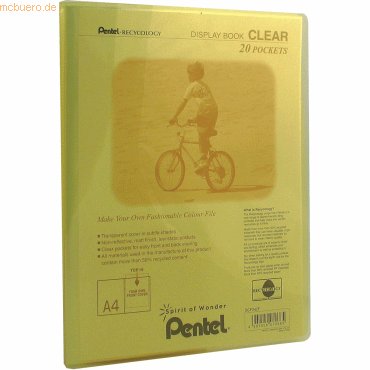 Pentel Sichtbuchmappe Clear transluzent A4 20 Hüllen orange von Pentel