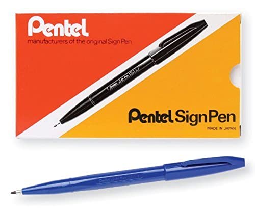Pentel Sign Pen (S520-C) Fasermaler, blaue Tinte, 12 Stück von Pentel