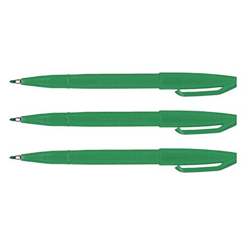 Pentel Sign Pen S 520 Filzstifte, Acrylfaser, 2 mm, Grün, 3 Stück von Pentel