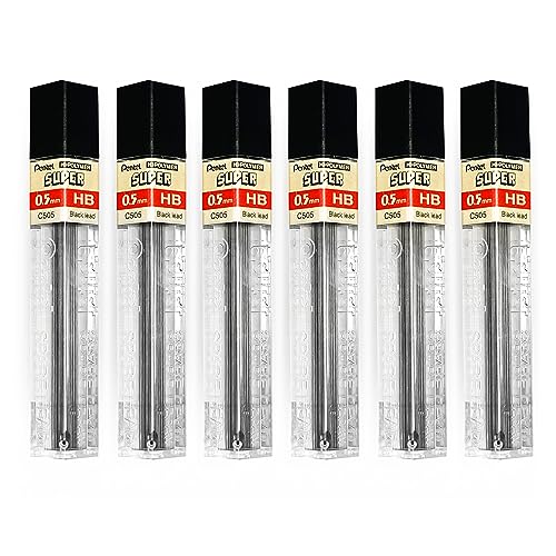 Pentel Super Polymer Ersatzminen für automatische und mechanische Bleistifte, 0,5 mm HB, 6 Stück von Pentel