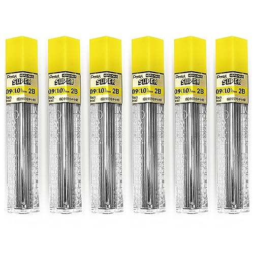 Pentel Super Polymer Ersatzminen für automatische und mechanische Bleistifte, 0,9 mm, 2B, 6 Stück von Pentel