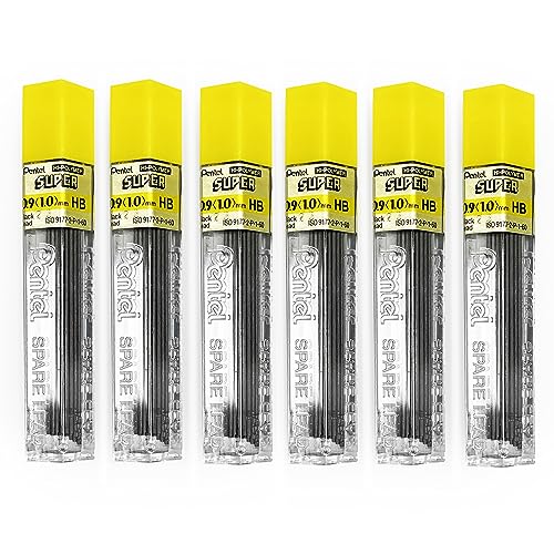 Pentel Super Polymer Ersatzminen für automatische und mechanische Bleistifte, 0,9 mm, HB, 6 Stück von Pentel
