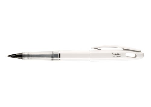 Pentel TRJ94W-A Tradio Federschreiber Black and White Edition mit flexibler Kunststoff-Federspitze Gehäuse, hochglanz, weiß/schwarz von Pentel