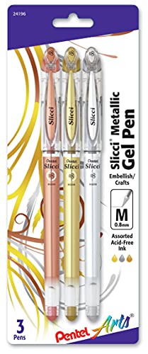 Pentel Tinte Slicci Metallic Gel Pens .8 mm 3 kg gold, silber und bronze von Pentel