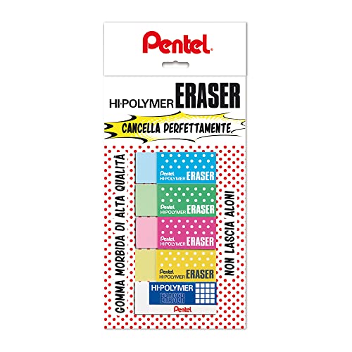 Pentel ZEH-05CM Mini-Radiergummi Hi Polymer farbig 5 Stück von Pentel