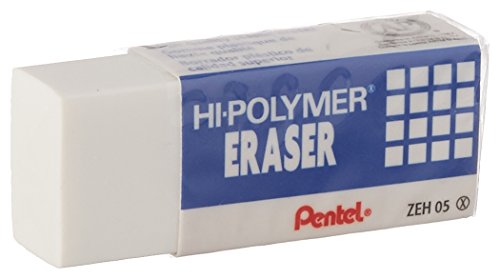 Pentel ZEH05 Bleistift-Radiergummi, abriebfest, latexfrei, 1,3 x 4,4 x 1,8 cm, Weiß, 1 Stück von Pentel