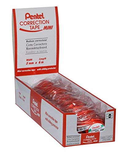 Pentel ZTN25BW Mini-Korrekturband, seitlich angebracht, 5 mm x 6 m, 12 Stück von Pentel