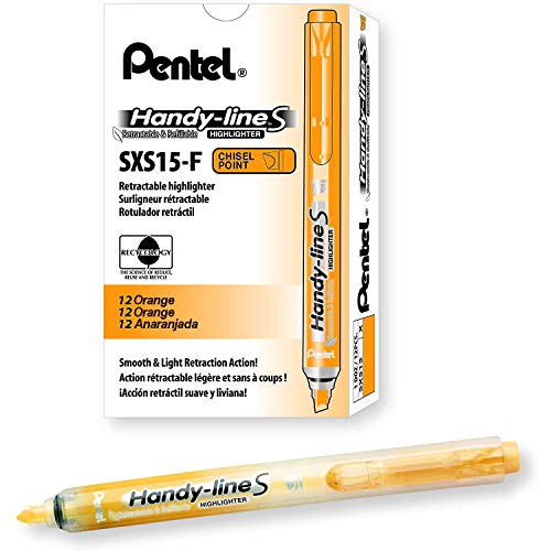 Pentel handy-line S 12 Stück Textmarker einziehbar/wiederaufladbar orange von Pentel