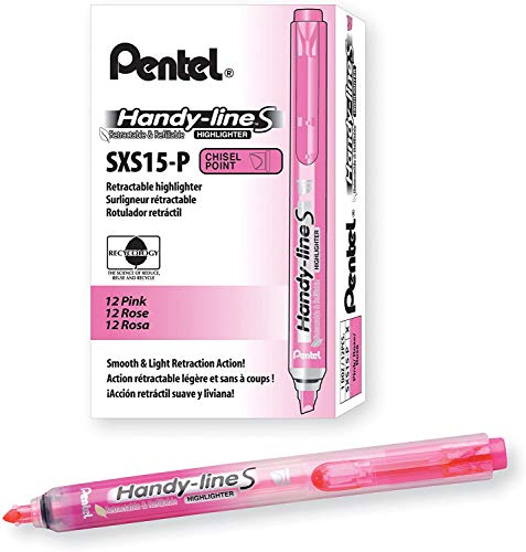 Pentel handy-line S 12 Stück Textmarker einziehbar/wiederaufladbar rosa von Pentel