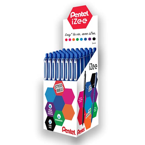 Pentel iZee BX470-C Druckkugelschreiber mit Metallclip, breite Spitze, 1 mm, Blau, 48 Stück Pentel iZee BX470-C Druckkugelschreiber mit Metallclip, breite Spitze, 1 mm, Blau, 48 Stück von Pentel