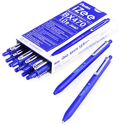 Pentel iZee BX470 Druckkugelschreiber, 1,0 mm, Blau, 14 Stück von Pentel