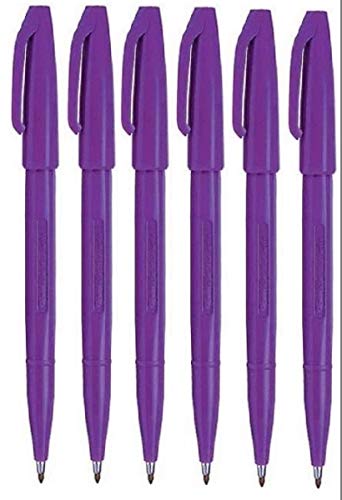 Pentel violett Original Sign Pen S520 Faserspitze Marker Stifte Farbe Fineliner 2 mm Feder 1 mm Line Breite (Pack von 6) von Pentel