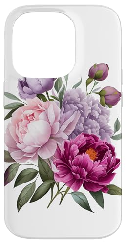 Pfingstrosen Blumen Aquarell Lavendel Lila Pfingstrosen Rosa Pfingstrose Hülle für iPhone 14 Pro von Peony Flower Art NYC