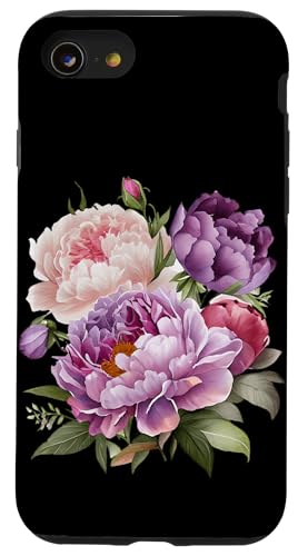 Pfingstrosen Blumen Aquarell Lavendel Lila Pfingstrosen Rosa Pfingstrose Hülle für iPhone SE (2020) / 7 / 8 von Peony Flower Art NYC