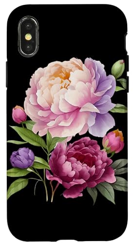 Pfingstrosen Blumen Aquarell Lavendel Lila Pfingstrosen Rosa Pfingstrose Hülle für iPhone X/XS von Peony Flower Art NYC