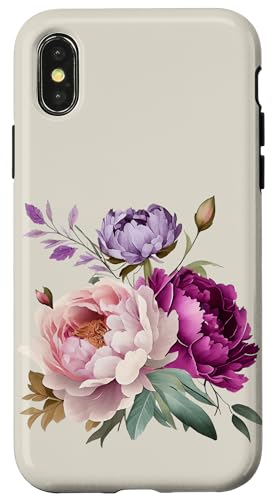 Pfingstrosen Blumen Aquarell Lavendel Lila Pfingstrosen Rosa Pfingstrose Hülle für iPhone X/XS Pfingstrosen Blumen Aquarell Lavendel Lila Pfingstrosen Rosa Pfingstrose Hülle für iPhone X/XS von Peony Flower Art NYC