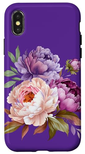 Pfingstrosen Blumen Aquarell Lavendel Lila Pfingstrosen Rosa Pfingstrose Hülle für iPhone X/XS Pfingstrosen Blumen Aquarell Lavendel Lila Pfingstrosen Rosa Pfingstrose Hülle für iPhone X/XS von Peony Flower Art NYC