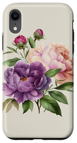 Pfingstrosen Blumen Aquarell Lavendel Lila Pfingstrosen Rosa Pfingstrose Hülle für iPhone XR von Peony Flower Art NYC
