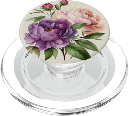Pfingstrosen Blumen Aquarell Lavendel Lila Pfingstrosen Rosa Pfingstrose PopSockets PopGrip für MagSafe von Peony Flower Art NYC