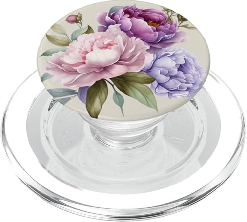 Pfingstrosen Blumen Aquarell Lavendel Lila Pfingstrosen Rosa Pfingstrose PopSockets PopGrip für MagSafe von Peony Flower Art NYC