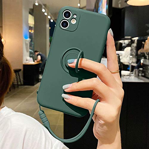 Kompatibel mit iPhone 11 Pro Max Handyhülle Silikon Case mit Ring Halter Slim Liquid Silikon Hülle mit Lanyard Silikonhülle mit innem Microfaser Tuch Case Cover für iPhone 11 Pro Max, Schwarzgrün Kompatibel mit iPhone 11 Pro Max Handyhülle Silikon Case mit Ring Halter Slim Liquid Silikon Hülle mit Lanyard Silikonhülle mit innem Microfaser Tuch Case Cover für iPhone 11 Pro Max, Schwarzgrün von Pepmune