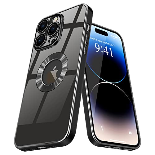 Pepmune Clear Case Kompatibel mit iPhone 14 Pro Hülle Transparent Silikon Handyhülle mit Kameraschutz Ultra Dünn Schutzhülle Bumper Cover für iPhone 14 Pro Schwarz von Pepmune
