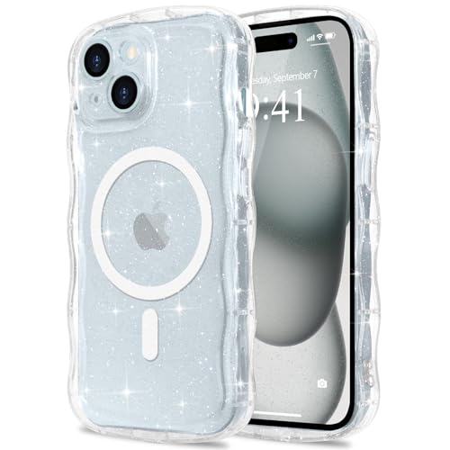 Pepmune Glitzer Handyhülle für iPhone 15 Hülle Kompatibel mit MagSafe Transparent Wellenform Silikon Case Wellen Design TPU Bumper Stoßfest Schutzhülle für Frauen und Mädchen für iPhone 15 Transparent Pepmune Glitzer Handyhülle für iPhone 15 Hülle Kompatibel mit MagSafe Transparent Wellenform Silikon Case Wellen Design TPU Bumper Stoßfest Schutzhülle für Frauen und Mädchen für iPhone 15 Transparent von Pepmune