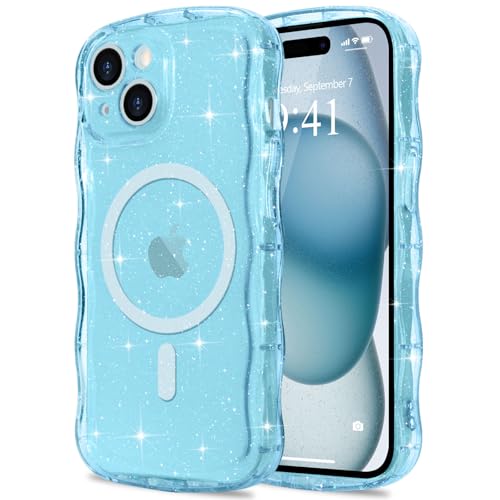 Pepmune Glitzer Handyhülle für iPhone 15 Plus Hülle Kompatibel mit MagSafe Transparent Wellenform Silikon Case Wellen Design TPU Bumper Stoßfest Schutzhülle für Mädchen für iPhone 15 Plus Blau Pepmune Glitzer Handyhülle für iPhone 15 Plus Hülle Kompatibel mit MagSafe Transparent Wellenform Silikon Case Wellen Design TPU Bumper Stoßfest Schutzhülle für Mädchen für iPhone 15 Plus Blau von Pepmune