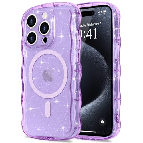 Pepmune Glitzer Handyhülle für iPhone 15 Pro Hülle Kompatibel mit MagSafe Transparent Wellenform Silikon Case Wellen Design TPU Bumper Stoßfest Schutzhülle für Mädchen für iPhone 15 Pro Lila Pepmune Glitzer Handyhülle für iPhone 15 Pro Hülle Kompatibel mit MagSafe Transparent Wellenform Silikon Case Wellen Design TPU Bumper Stoßfest Schutzhülle für Mädchen für iPhone 15 Pro Lila von Pepmune