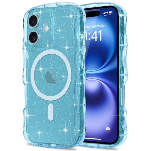 Pepmune Glitzer Handyhülle für iPhone 16 Plus Hülle Kompatibel mit MagSafe Transparent Wellenform Silikon Case Wellen Design TPU Bumper Stoßfest Schutzhülle für Mädchen für iPhone 16 Plus Blau Pepmune Glitzer Handyhülle für iPhone 16 Plus Hülle Kompatibel mit MagSafe Transparent Wellenform Silikon Case Wellen Design TPU Bumper Stoßfest Schutzhülle für Mädchen für iPhone 16 Plus Blau von Pepmune