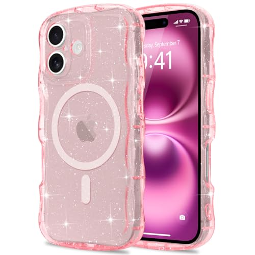 Pepmune Glitzer Handyhülle für iPhone 16 Plus Hülle Kompatibel mit MagSafe Transparent Wellenform Silikon Case Wellen Design TPU Bumper Stoßfest Schutzhülle für Mädchen für iPhone 16 Plus Rosa Pepmune Glitzer Handyhülle für iPhone 16 Plus Hülle Kompatibel mit MagSafe Transparent Wellenform Silikon Case Wellen Design TPU Bumper Stoßfest Schutzhülle für Mädchen für iPhone 16 Plus Rosa von Pepmune