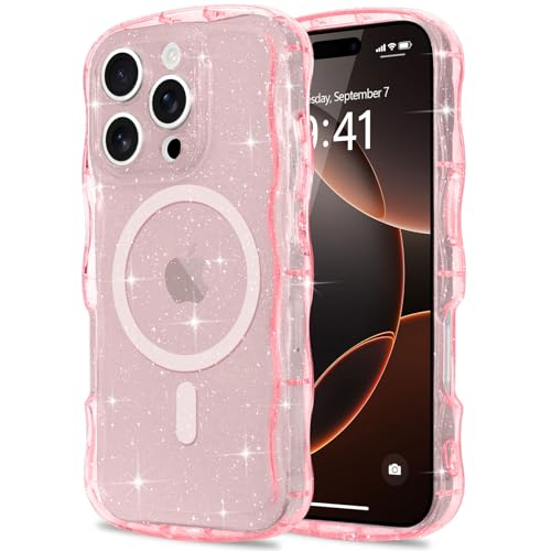 Pepmune Glitzer Handyhülle für iPhone 16 Pro Hülle Kompatibel mit MagSafe Transparent Wellenform Silikon Case Wellen Design TPU Bumper Stoßfest Schutzhülle für Mädchen für iPhone 16 Pro Rosa Pepmune Glitzer Handyhülle für iPhone 16 Pro Hülle Kompatibel mit MagSafe Transparent Wellenform Silikon Case Wellen Design TPU Bumper Stoßfest Schutzhülle für Mädchen für iPhone 16 Pro Rosa von Pepmune