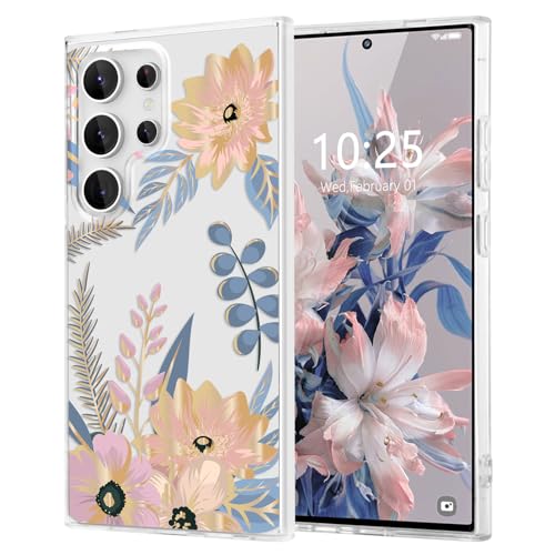 Pepmune Handyhülle für Samsung Galaxy S23 Ultra Hülle Transparent Blumen Muster Case Klar Nie Vergilbung Hard PC TPU Bumper Stoßfest Schutzhülle für Mädchen und Frauen für Samsung S23 Ultra Rosa Pepmune Handyhülle für Samsung Galaxy S23 Ultra Hülle Transparent Blumen Muster Case Klar Nie Vergilbung Hard PC TPU Bumper Stoßfest Schutzhülle für Mädchen und Frauen für Samsung S23 Ultra Rosa von Pepmune