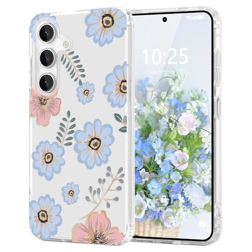 Pepmune Handyhülle für Samsung Galaxy S25/S24 Hülle Transparent Blumen Muster Case Klar Nie Vergilbung Hard PC TPU Bumper Stoßfest Schutzhülle für Mädchen und Frauen für Samsung S25/S24 Blau Pepmune Handyhülle für Samsung Galaxy S25/S24 Hülle Transparent Blumen Muster Case Klar Nie Vergilbung Hard PC TPU Bumper Stoßfest Schutzhülle für Mädchen und Frauen für Samsung S25/S24 Blau von Pepmune