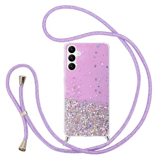 Pepmune Handykette Kompatibel mit Samsung Galaxy A14 4G/5G Hülle mit Band Glitzer Transparent Case Silikon Schutzhülle mit Kordel zum Umhängen Mädchen Handyhülle für Samsung A14 Lila Pepmune Handykette Kompatibel mit Samsung Galaxy A14 4G/5G Hülle mit Band Glitzer Transparent Case Silikon Schutzhülle mit Kordel zum Umhängen Mädchen Handyhülle für Samsung A14 Lila von Pepmune