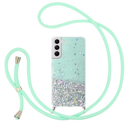 Pepmune Handykette Kompatibel mit Samsung Galaxy S22 Hülle mit Band Glitzer Transparent Case Silikon Schutzhülle mit Kordel zum Umhängen Mädchen Handyhülle für Samsung S22 5G Mintgrün Pepmune Handykette Kompatibel mit Samsung Galaxy S22 Hülle mit Band Glitzer Transparent Case Silikon Schutzhülle mit Kordel zum Umhängen Mädchen Handyhülle für Samsung S22 5G Mintgrün von Pepmune