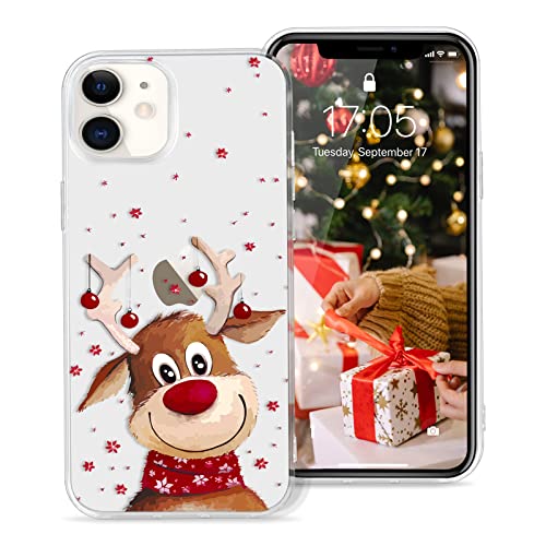 Pepmune Kompatibel mit iPhone 11 Hülle Weihnachten Transparent Motiv Handyhülle Ultra Dünn Durchsichtig Silikonhülle TPU Bumper Cover für iPhone 11,Roter Elch von Pepmune