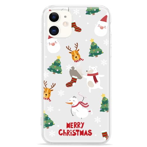 Pepmune Kompatibel mit iPhone 11 Hülle Weihnachten Transparent Motiv Handyhülle Ultra Dünn Durchsichtig Silikonhülle TPU Bumper Cover für iPhone 11,Schneemann von Pepmune