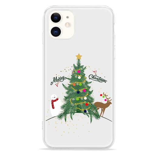 Pepmune Kompatibel mit iPhone 11 Hülle Weihnachten Transparent Motiv Handyhülle Ultra Dünn Durchsichtig Silikonhülle TPU Bumper Cover für iPhone 11,Weihnachtsbaum von Pepmune