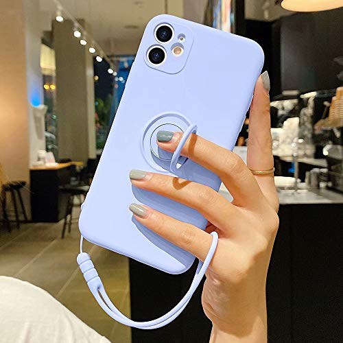 Pepmune Kompatibel mit iPhone 11 Pro Max Handyhülle Silikon Case mit Ring Halter Slim Liquid Silikon Hülle mit Lanyard Silikonhülle mit innem Microfaser Tuch Case Cover für iPhone 11 Pro Max, Lila von Pepmune