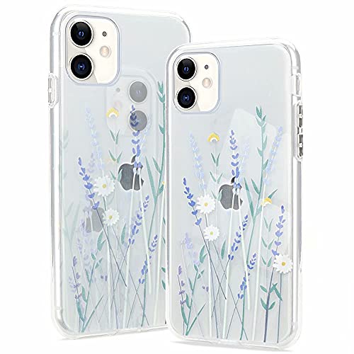 Pepmune Kompatibel mit iPhone 11 Pro Max Hülle Blumen Muster Transparent Handyhülle Durchsichtig Weich Silikon TPU Bumper Schutzhülle Case Cover für iPhone 11 Pro Max, Lila von Pepmune