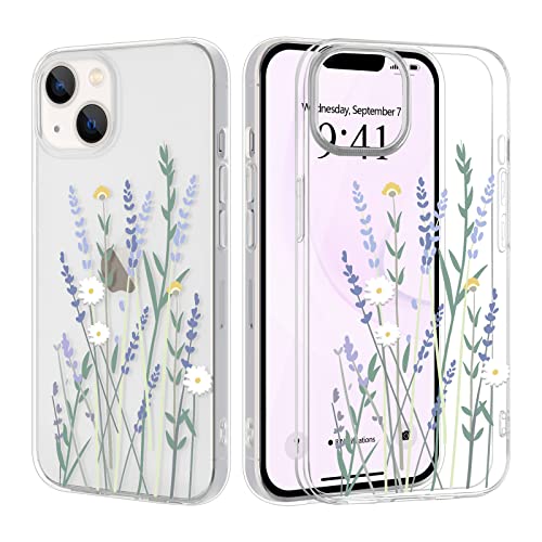 Pepmune Kompatibel mit iPhone 13 Hülle Transparent Blumen Muster Handyhülle Durchsichtig Ultra Dünn Silikonhülle Frauen Mädchen Slim Case Cover Weich TPU Schutzhülle für iPhone 13 von Pepmune