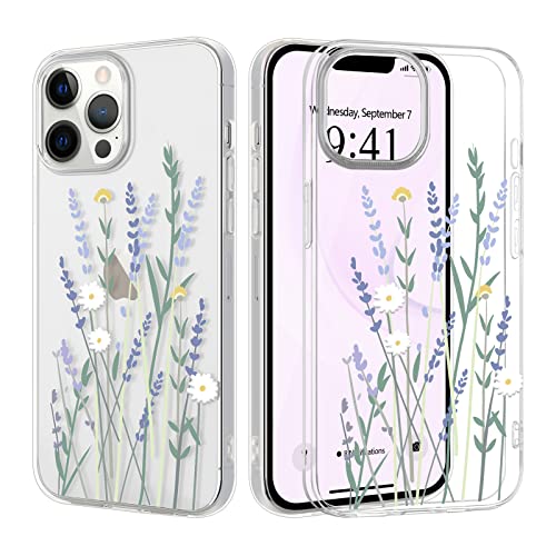 Pepmune Kompatibel mit iPhone 13 Pro Max Hülle Transparent Blumen Muster Handyhülle Durchsichtig Ultra Dünn Silikonhülle Frauen Mädchen Slim Case Cover Weich TPU Schutzhülle für iPhone 13 Pro Max von Pepmune