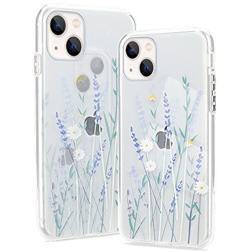 Pepmune Kompatibel mit iPhone 14 Hülle Transparent Blumen Muster Handyhülle Durchsichtig Ultra Dünn Silikonhülle Frauen Mädchen Slim Case Cover Weich TPU Schutzhülle für iPhone 14 von Pepmune