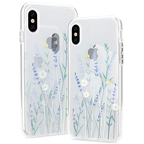 Pepmune Kompatibel mit iPhone Xr Hülle Blumen Muster Transparent Handyhülle Durchsichtig Weich Silikon TPU Bumper Schutzhülle Case Cover für iPhone Xr, Lila von Pepmune